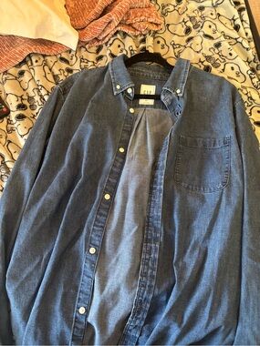 GAP Dark Blue Denim Button-Up Shirt Jacket
